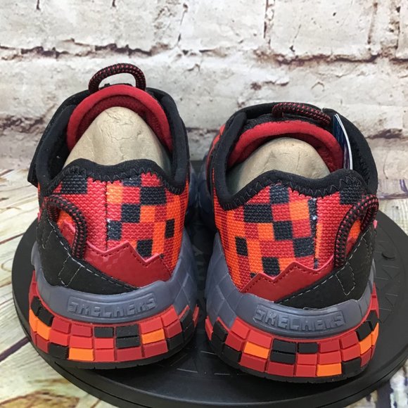 Skechers Minecraft Kids Orange Red Slip On Adjustable Strap Sneakers Size 1 Y - Picture 3 of 8